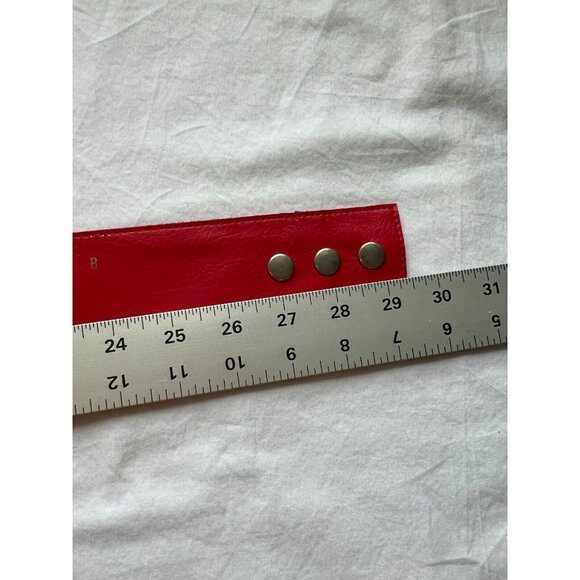 Vintage Red Jacquard Satin Mini Skirt w/Matching Belt 23" Stretch Waist - Picture 9 of 14